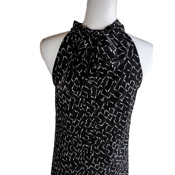 Banana Republic Womens Turtleneck Sleeveless Geometric Mini Dress Black Size 4 - Picture 2 of 8